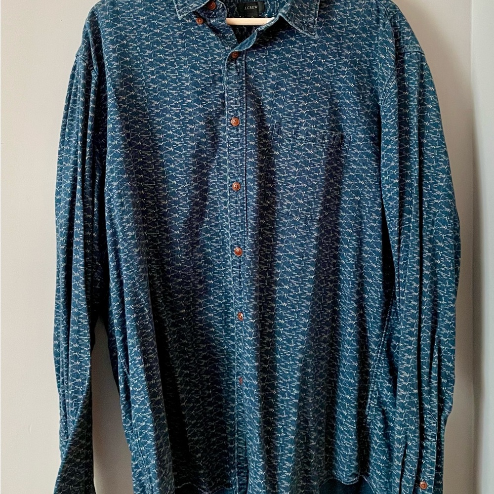 J. Crew Teal and Navy Button Down Shirt